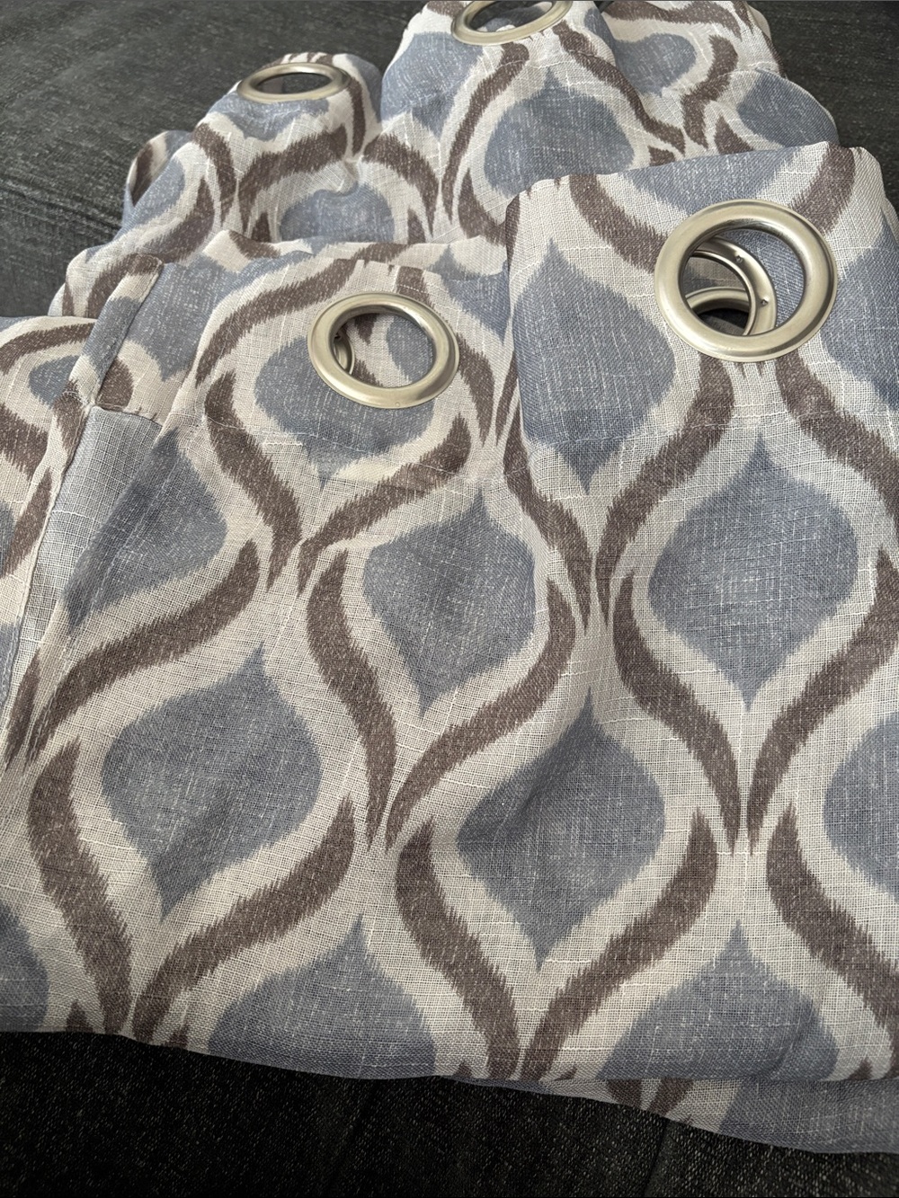 Grey and Brown Grommet Window Curtain Panel